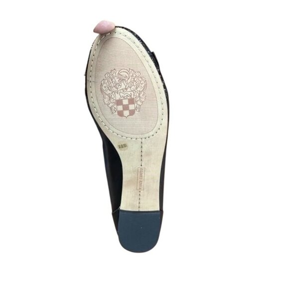 Vince Camuto Oneda Nubuck Patent Leather Embellished Capped Toe Ballet Flats 8 - Picture 5 of 6